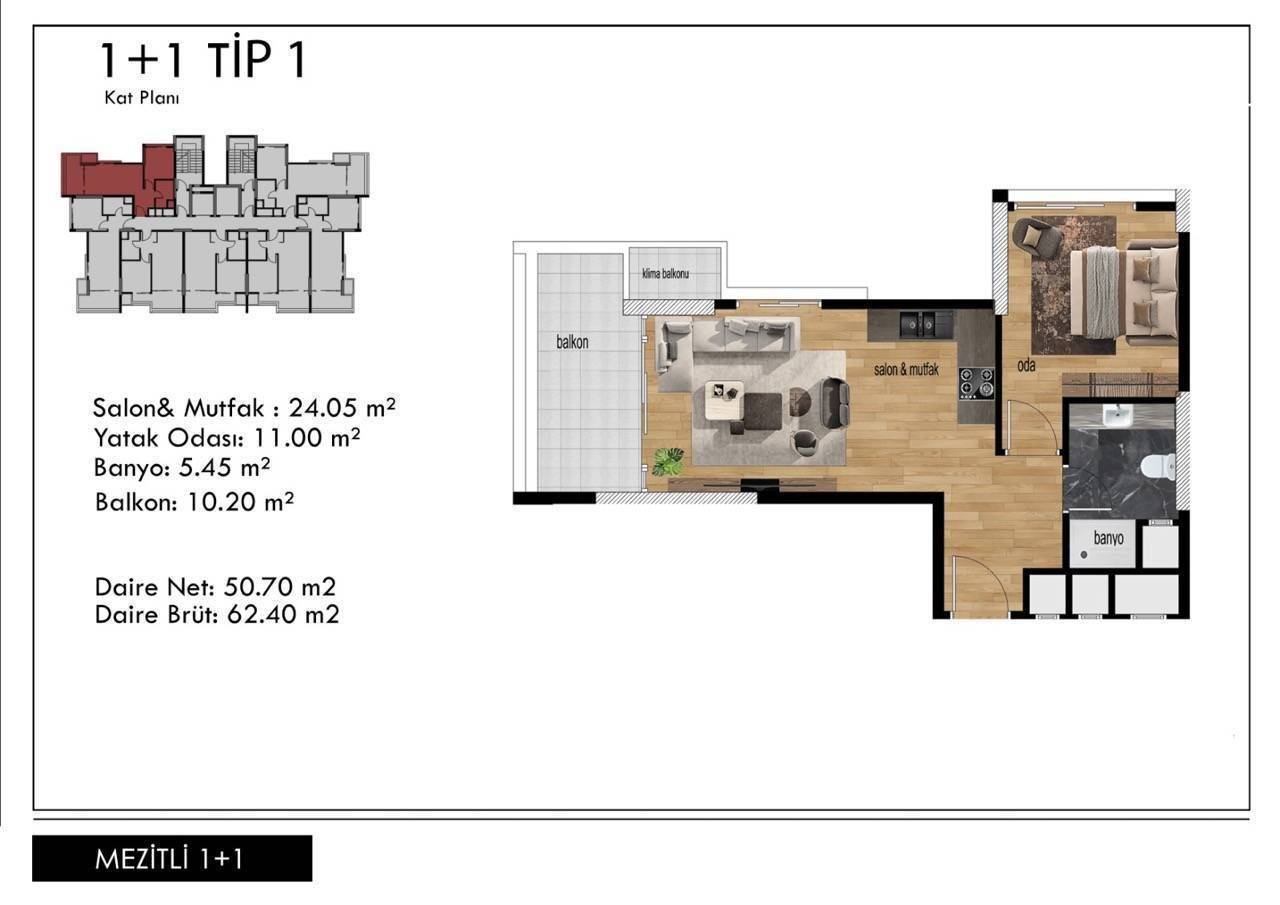 Квартира в Мерсине, Турция, 58 м² - фото 17