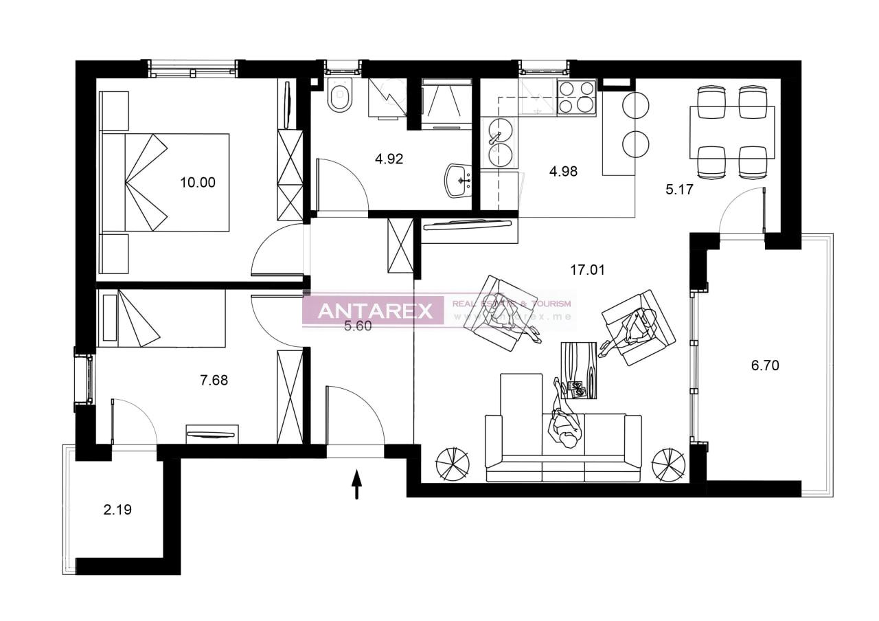 Апартаменты в Бечичи, Черногория, 63 м² - фото 9