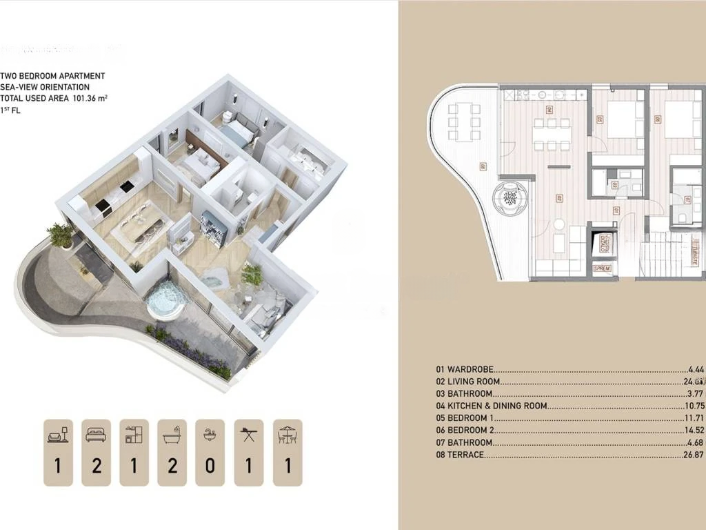 Квартира в Опатии, Хорватия, 101 м² - фото 8