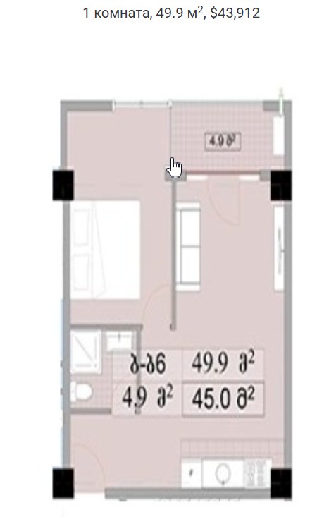 Квартира в Кутаиси, Грузия, 50 м² - фото 5