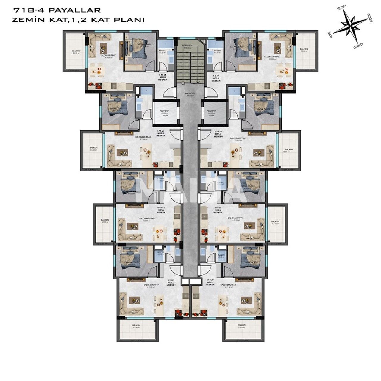 Апартаменты в Алании, Турция, 45 м² - фото 2