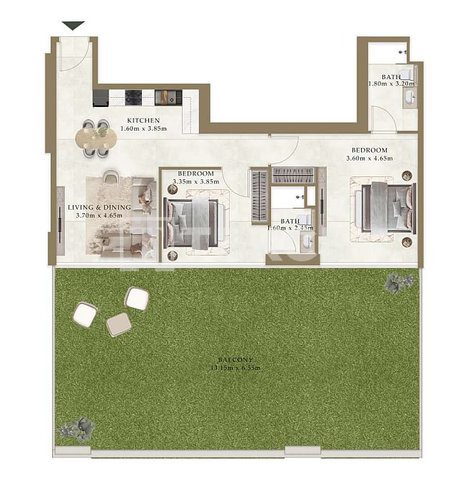 Апартаменты Аль-Варсан, ОАЭ, 84 м² - фото 11