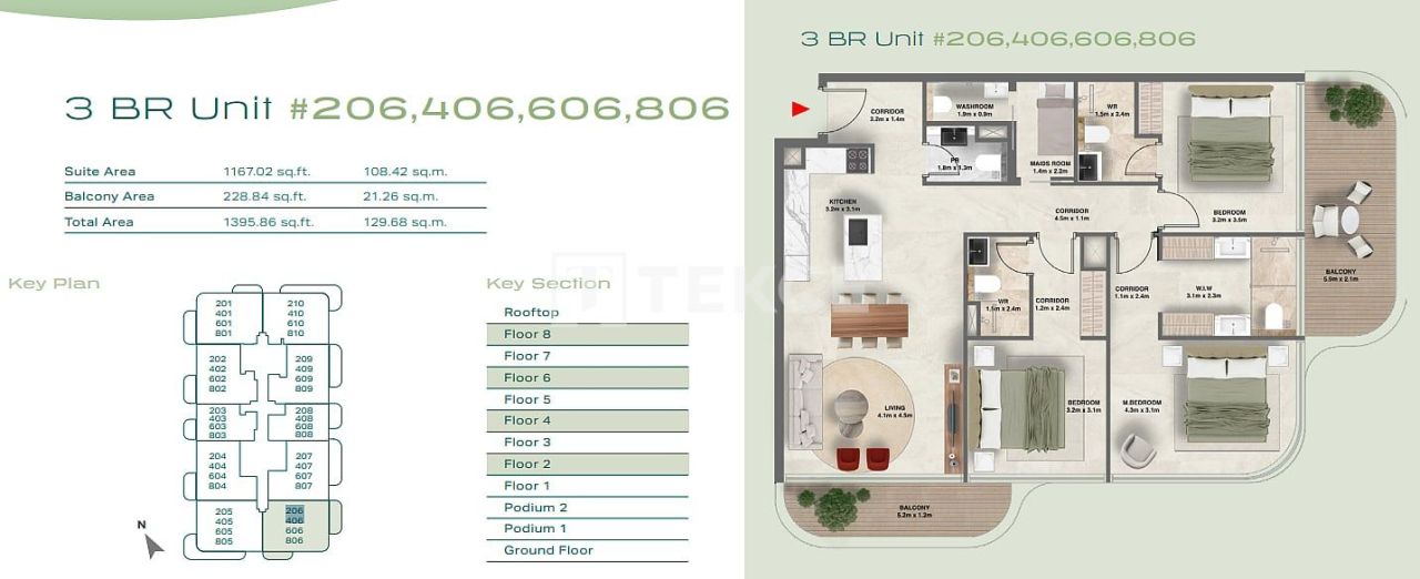 Апартаменты в Дубае, ОАЭ, 130 м² - фото 13