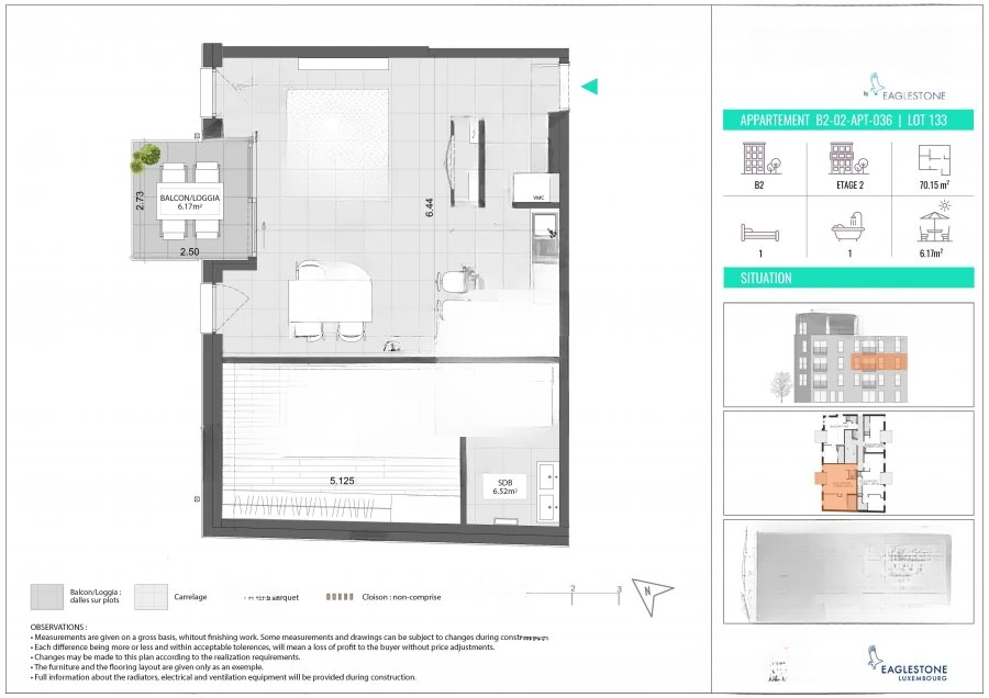 Квартира в Люксембурге, Люксембург, 70 м² - фото 3