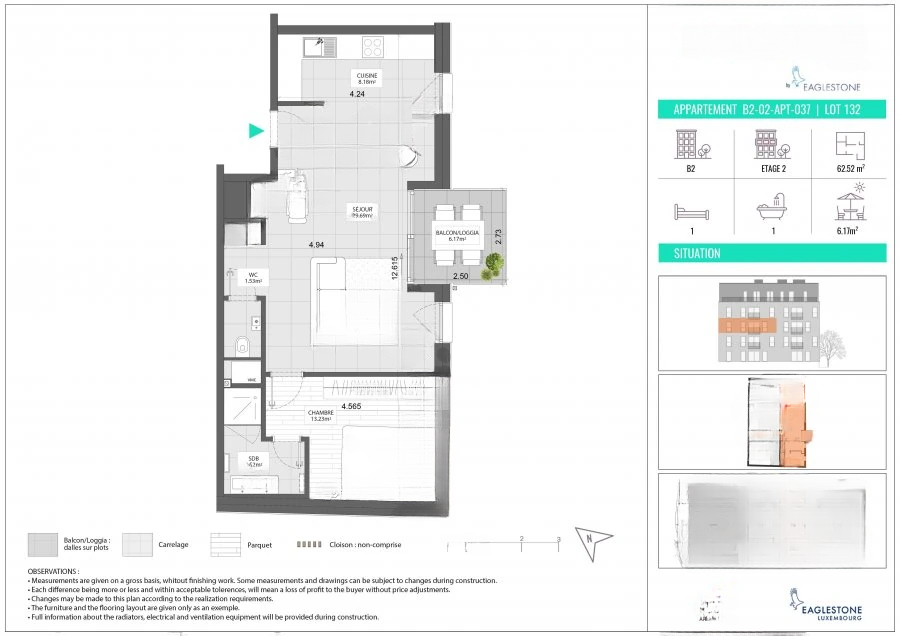 Квартира в Люксембурге, Люксембург, 62 м² - фото 3