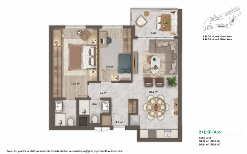 Апартаменты в Стамбуле, Турция, 110 м² - фото 3