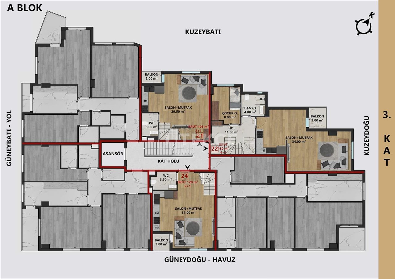 Апартаменты в Анталии, Турция, 75 м² - фото 16