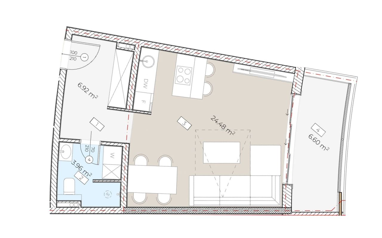Квартира в Бечичи, Черногория, 42 м² - фото 4