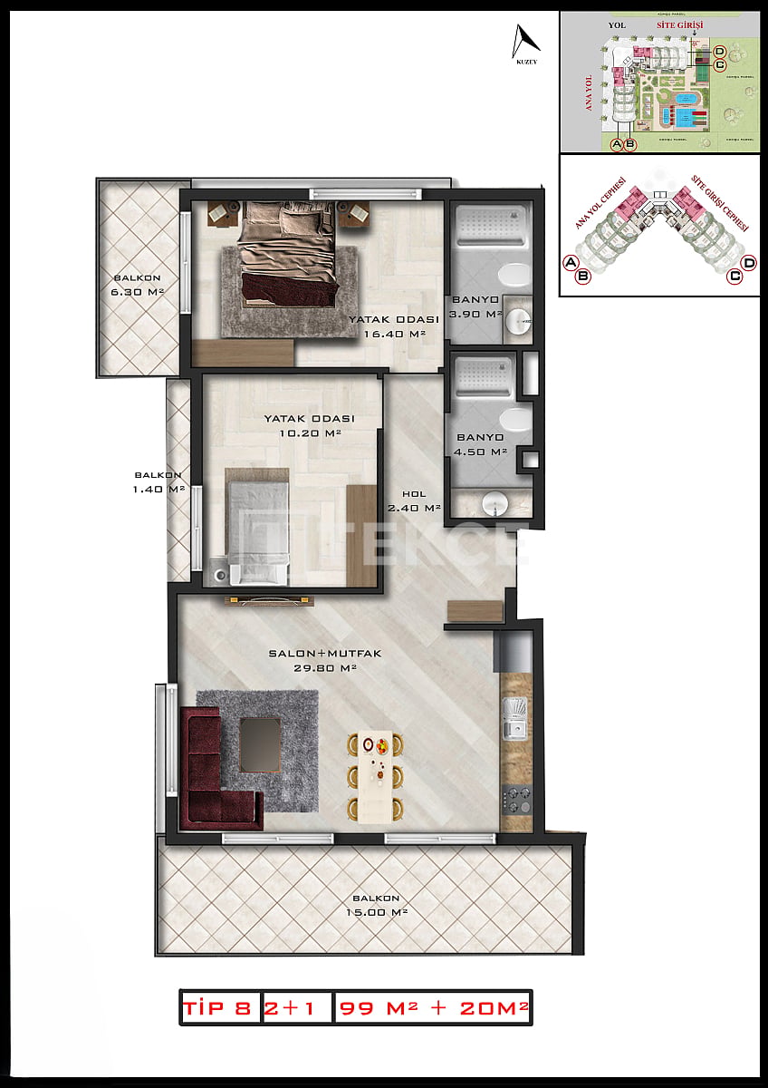 Апартаменты в Анталии, Турция, 62 м² - фото 15