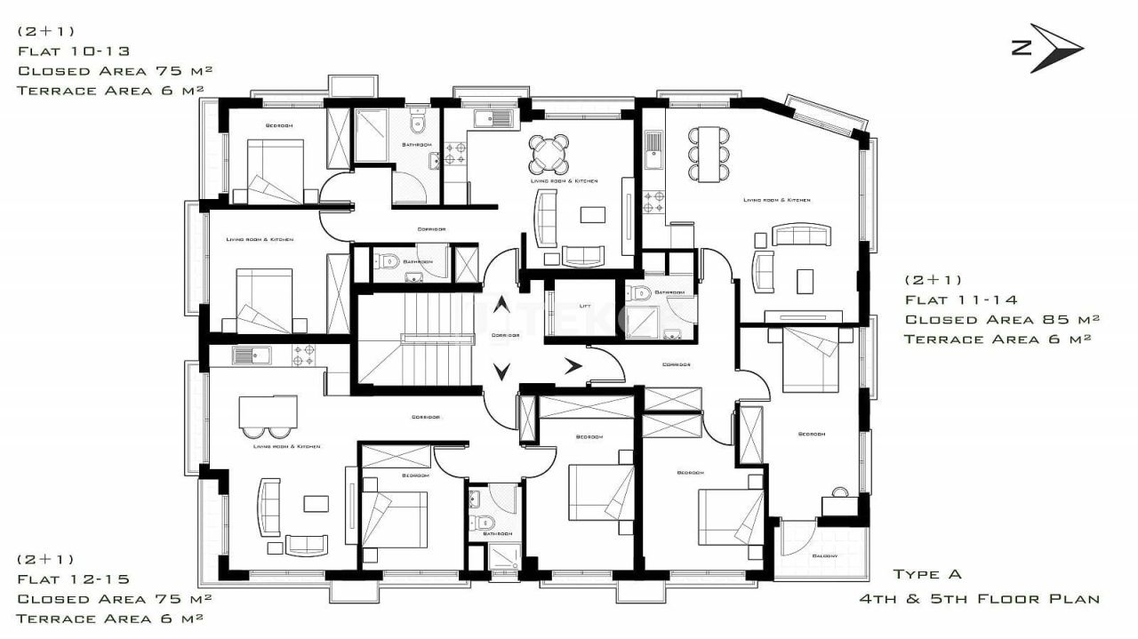 Пентхаус в Кирении, Кипр, 75 м² - фото 17