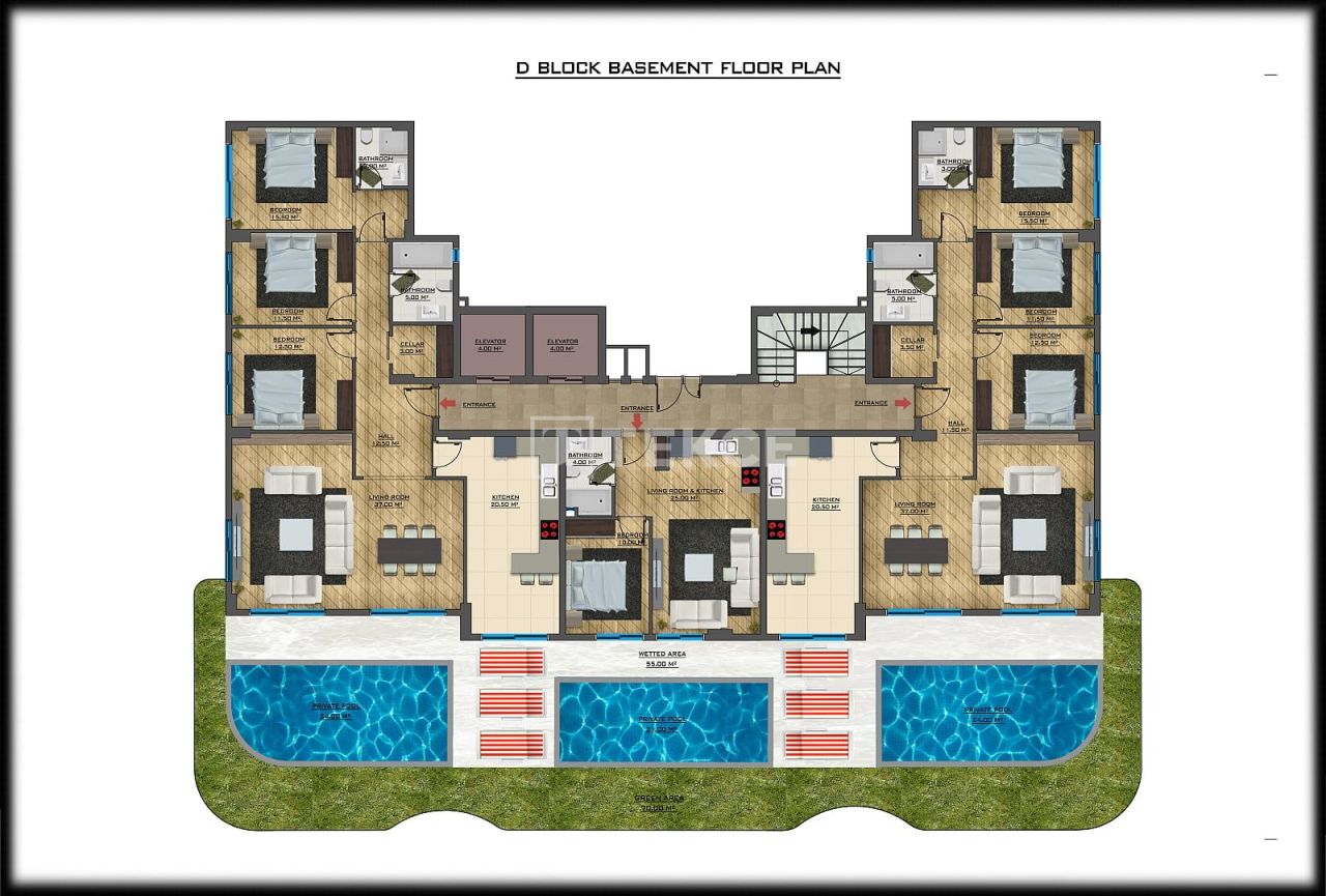 Апартаменты в Алании, Турция, 56 м² - фото 18