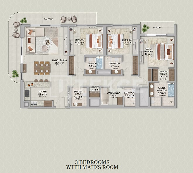 Апартаменты Ледженс, ОАЭ, 133 м² - фото 19