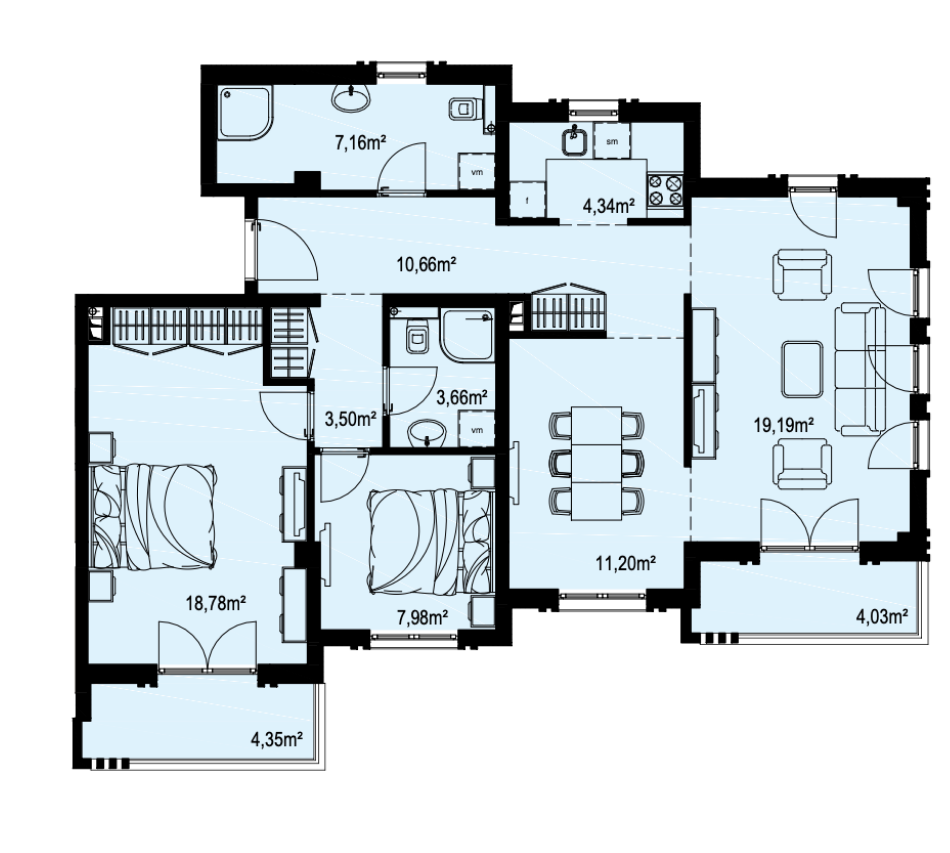 Квартира в Бечичи, Черногория, 94.85 м² - фото 4