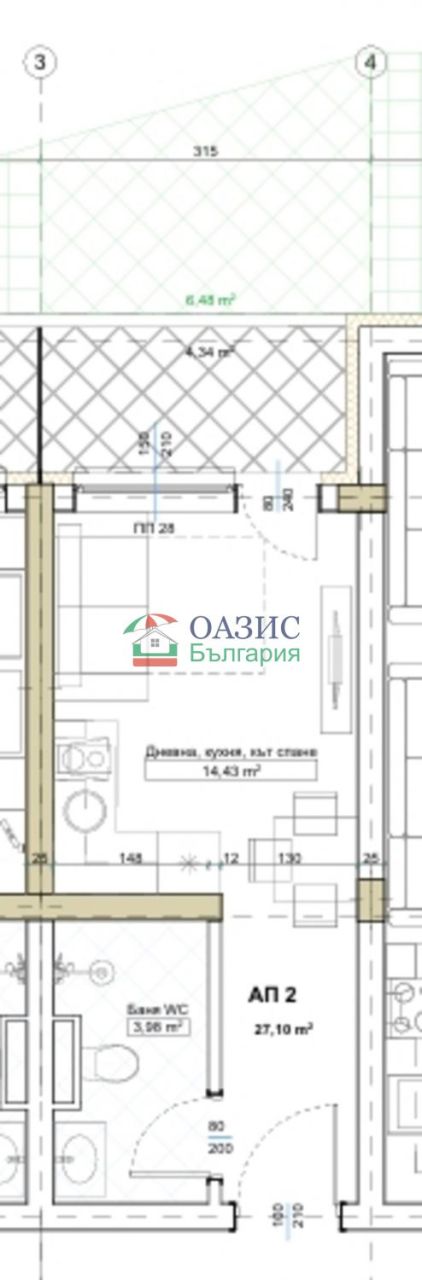 Апартаменты в Китене, Болгария, 35.8 м² - фото 2