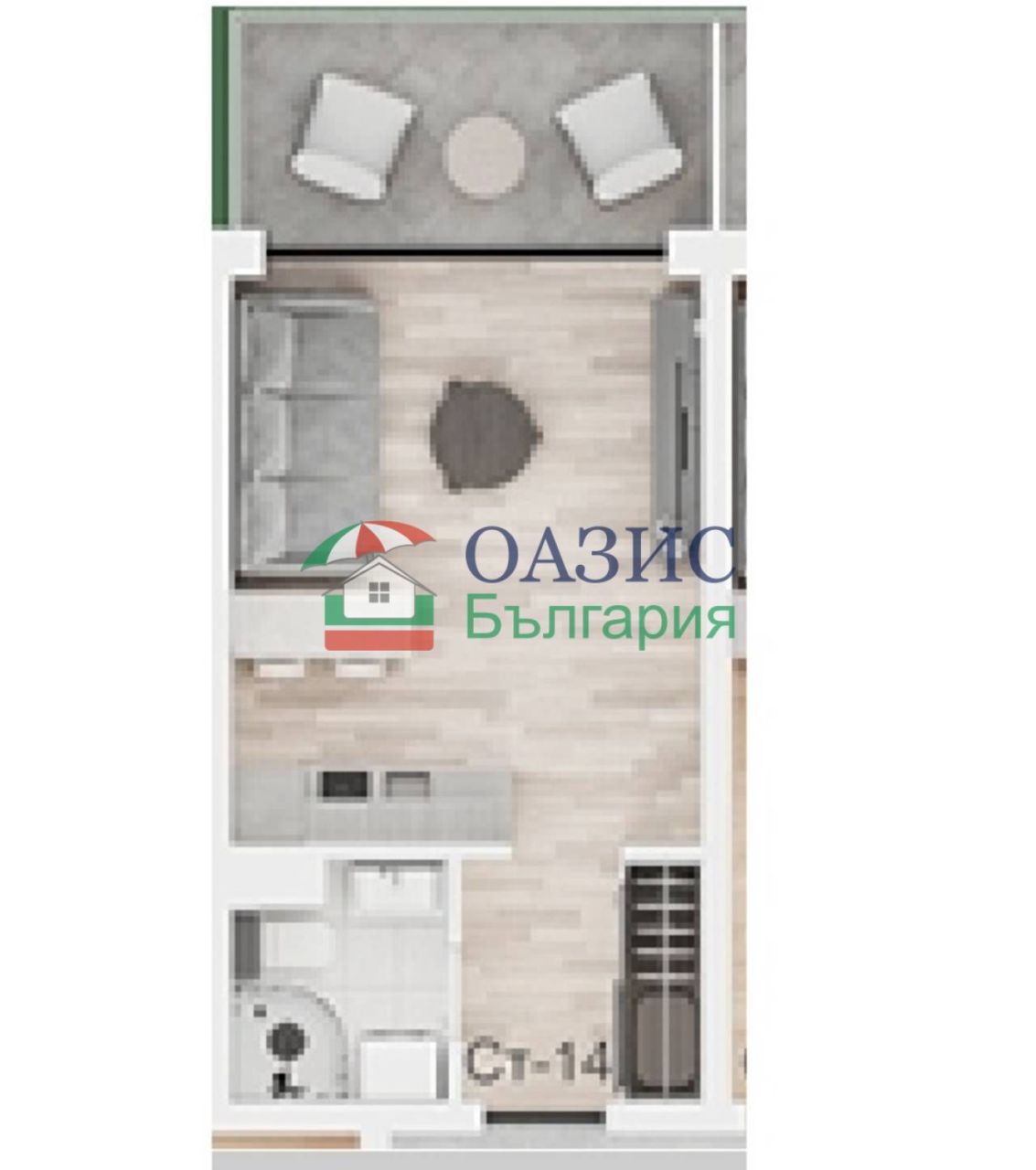 Апартаменты на Солнечном берегу, Болгария, 35.8 м² - фото 3