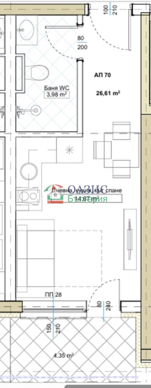 Апартаменты в Китене, Болгария, 34.7 м² - фото 3