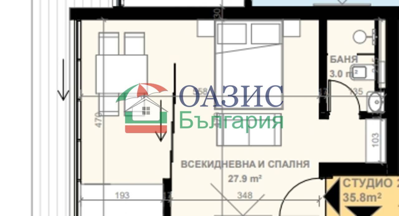 Апартаменты в Святом Власе, Болгария, 41.4 м² - фото 3