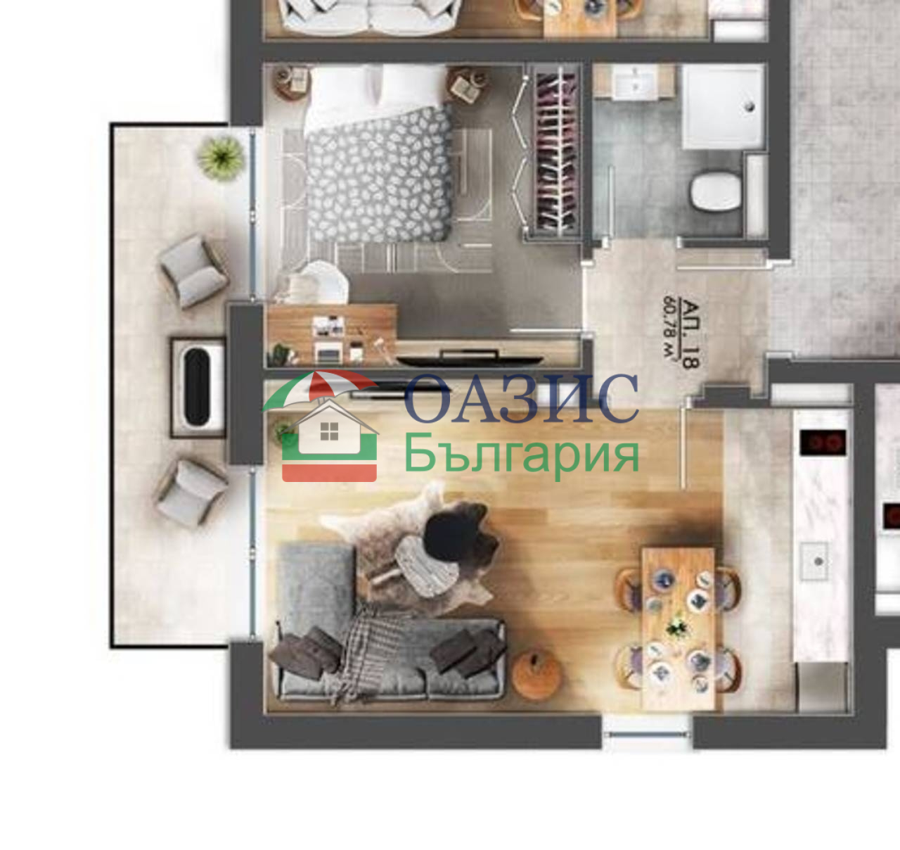 Апартаменты на Солнечном берегу, Болгария, 61.2 м² - фото 4