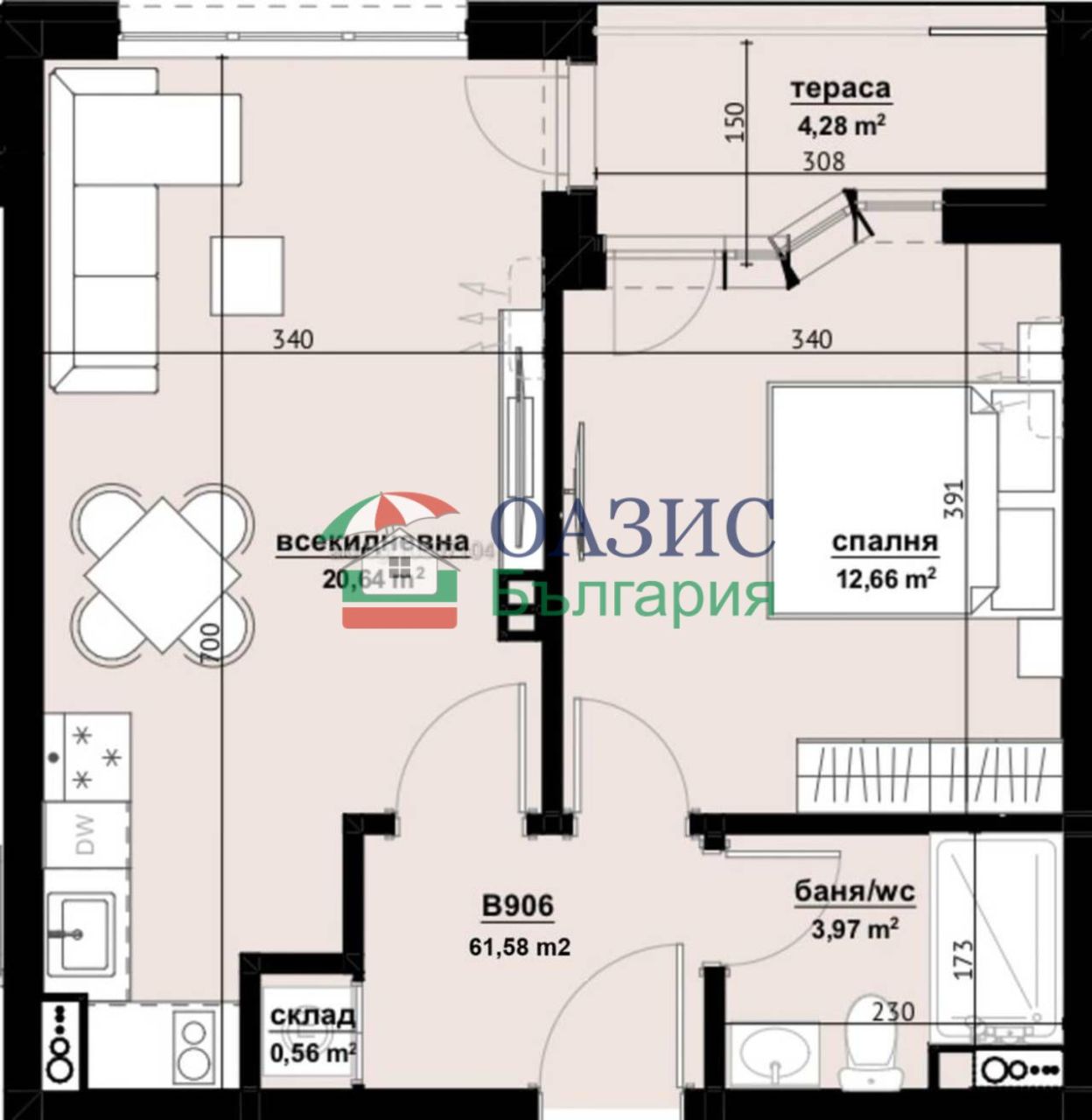 Апартаменты в Бургасе, Болгария, 61.6 м² - фото 5