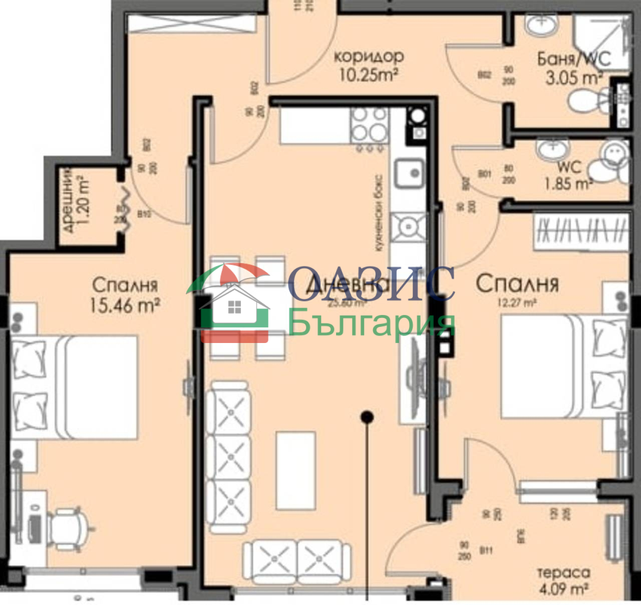 Апартаменты в Бургасе, Болгария, 96.1 м² - фото 5