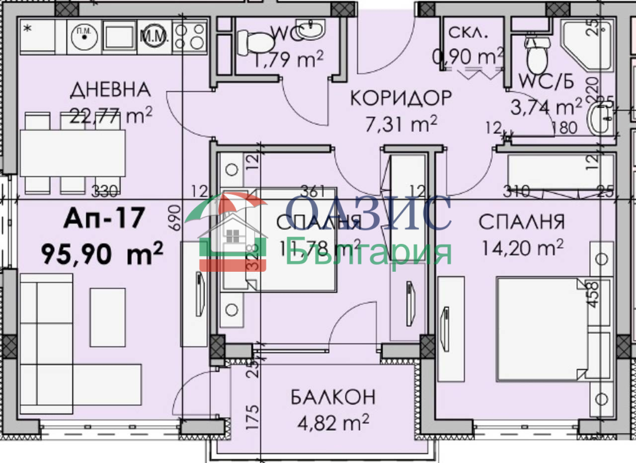 Апартаменты в Бургасе, Болгария, 95.9 м² - фото 5