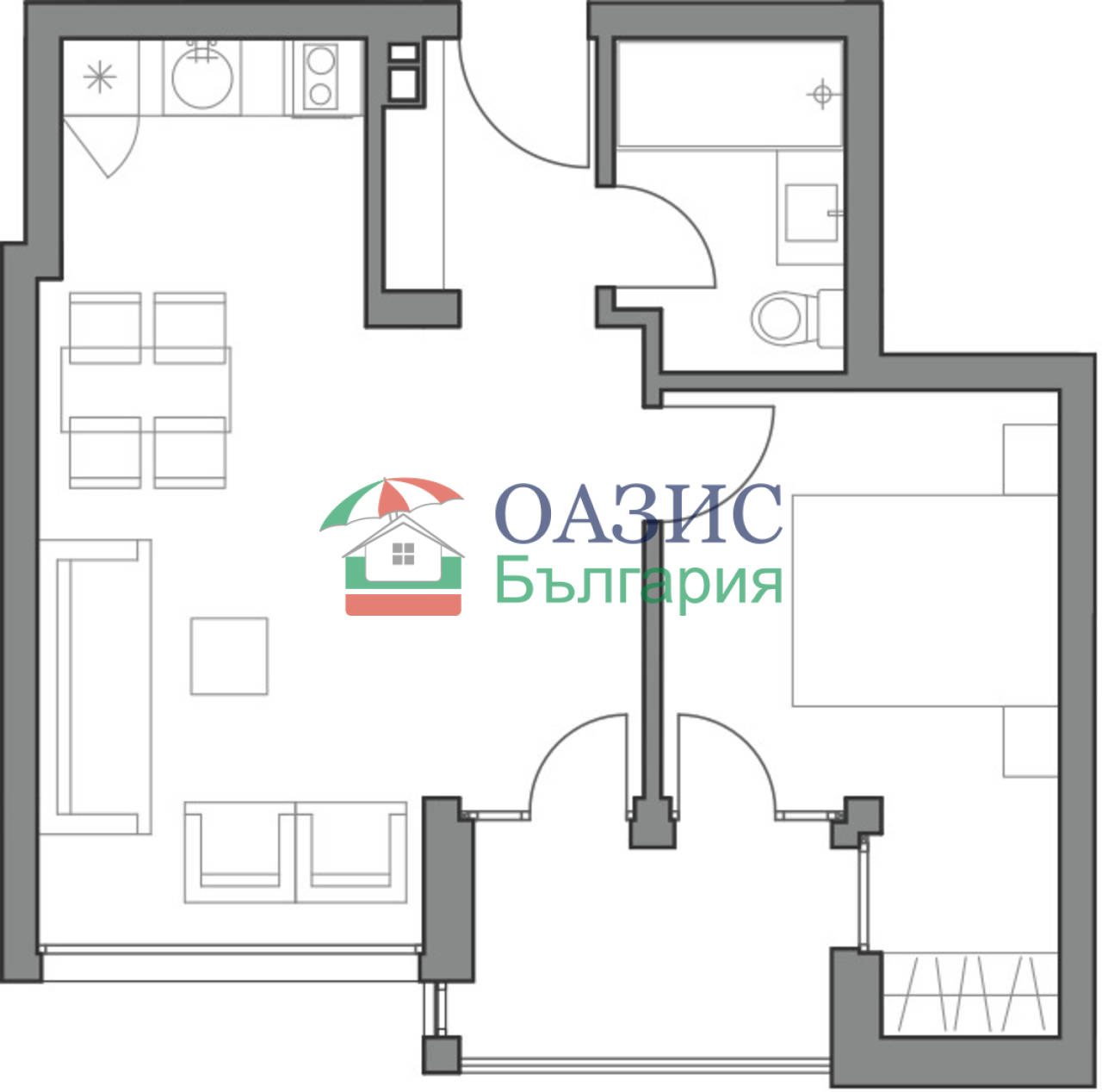 Апартаменты в Обзоре, Болгария, 56.9 м² - фото 6