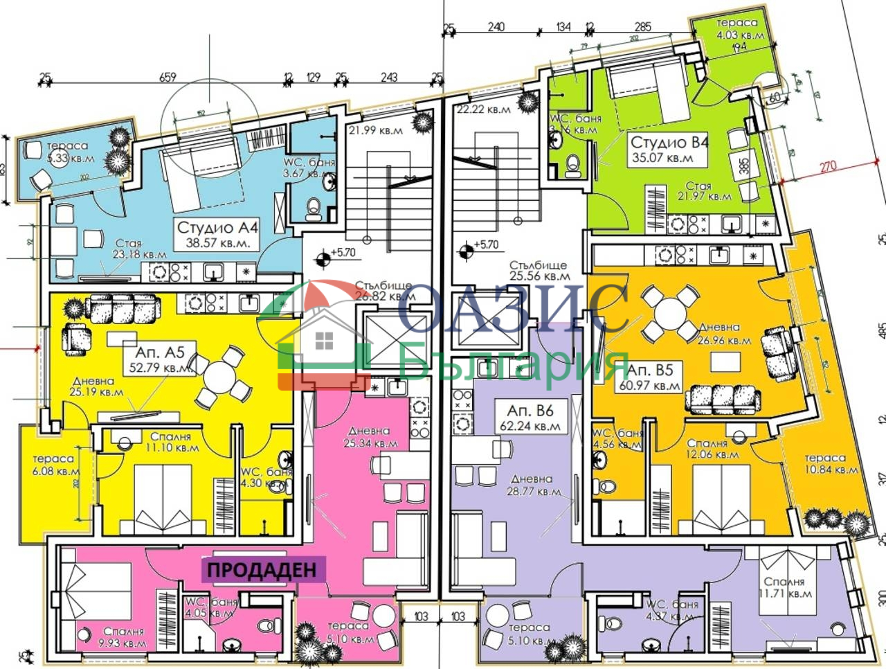 Апартаменты в Созополе, Болгария, 44.2 м² - фото 14
