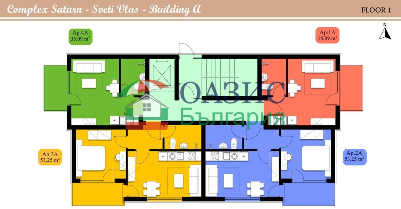 Апартаменты в Святом Власе, Болгария, 53.3 м² - фото 15