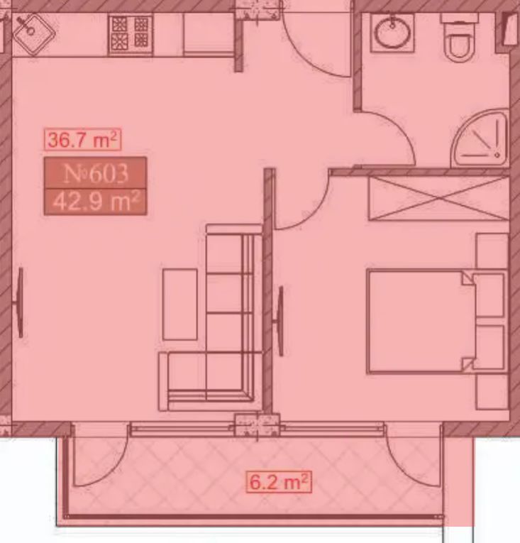 Квартира в Батуми, Грузия, 42 м² - фото 5