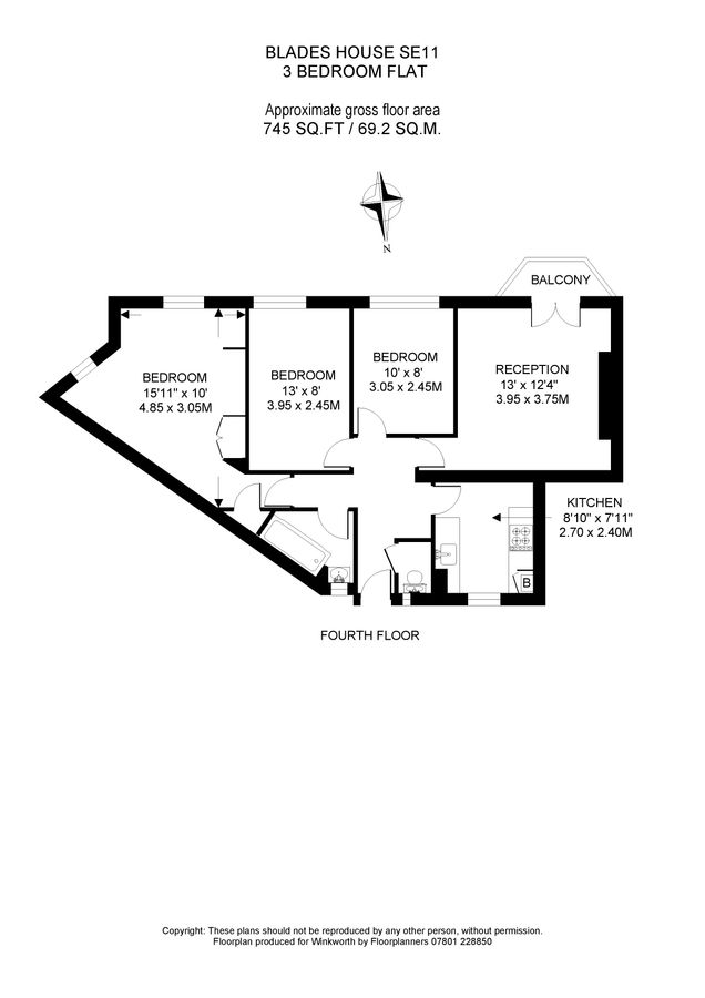 Квартира в Лондоне, Великобритания, 69 м² - фото 13
