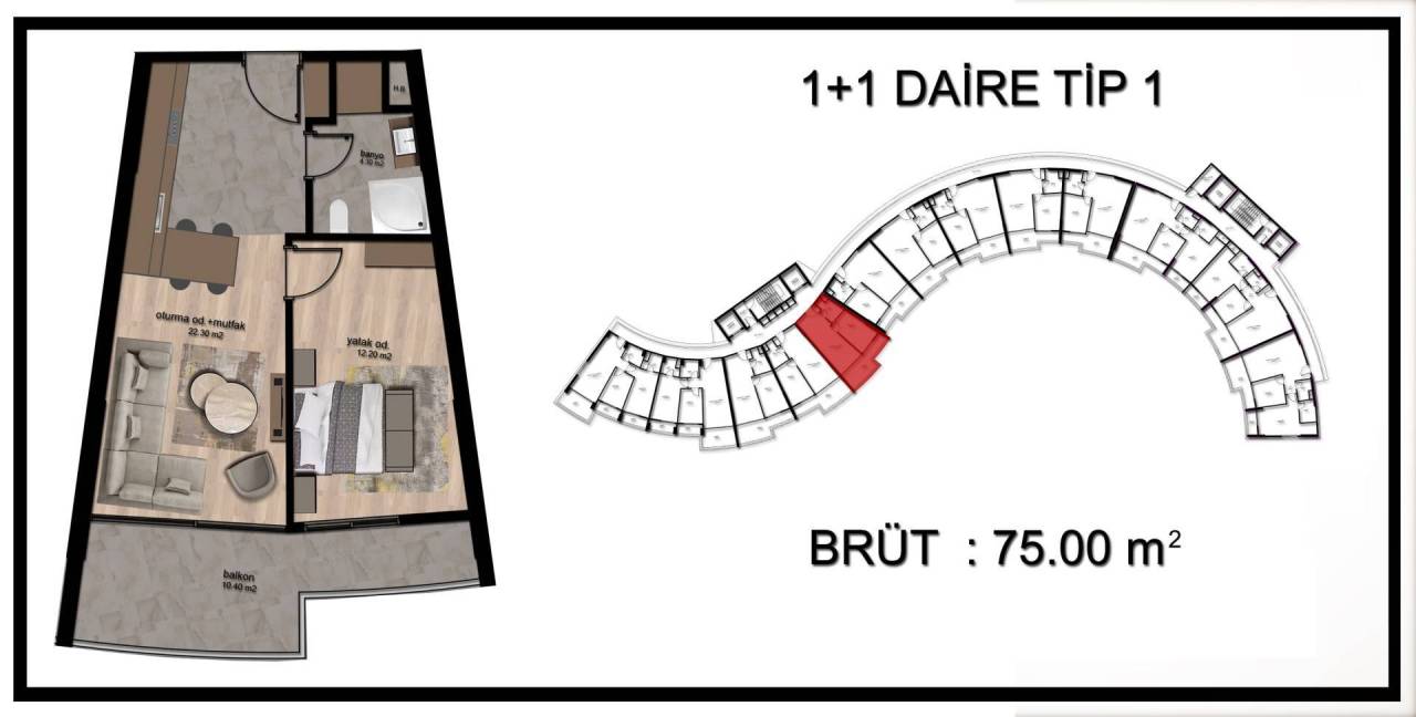 Квартира в Мерсине, Турция, 75 м² - фото 13