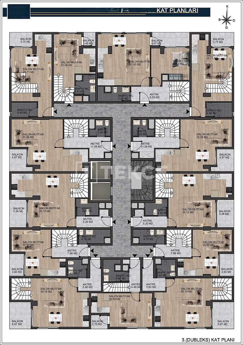 Апартаменты в Анталии, Турция, 65 м² - фото 16