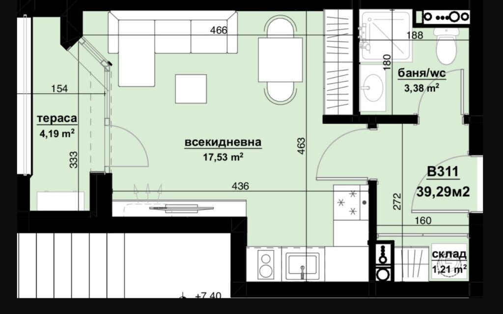 Студия в Бургасе, Болгария, 39 м² - фото 2