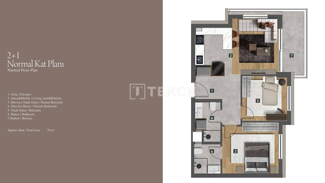 Апартаменты в Анталии, Турция, 60 м² - фото 13