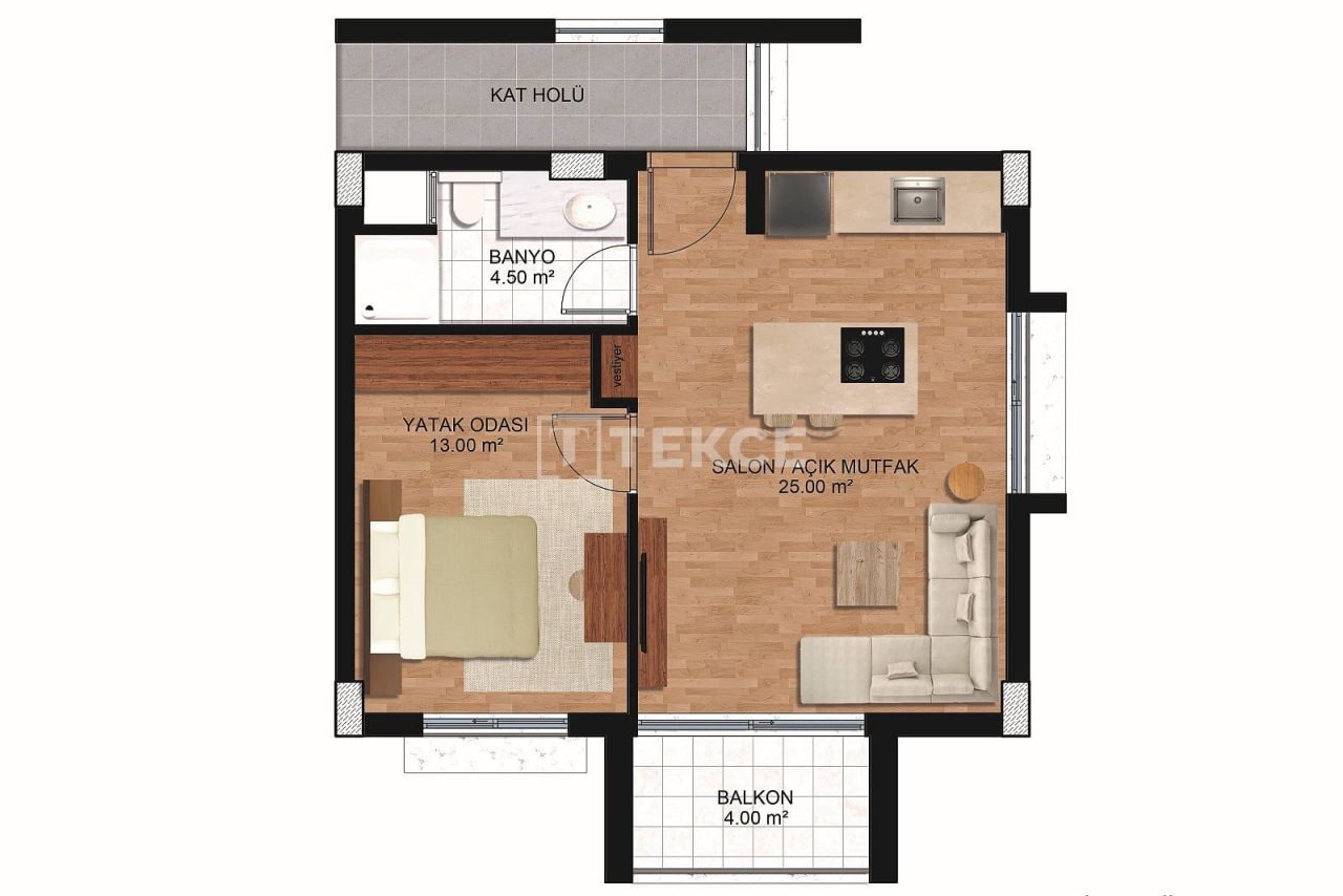 Апартаменты в Анталии, Турция, 51 м² - фото 17