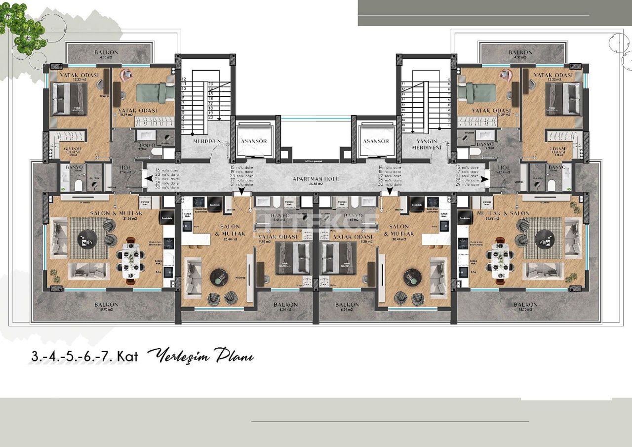 Апартаменты в Анталии, Турция, 42 м² - фото 19