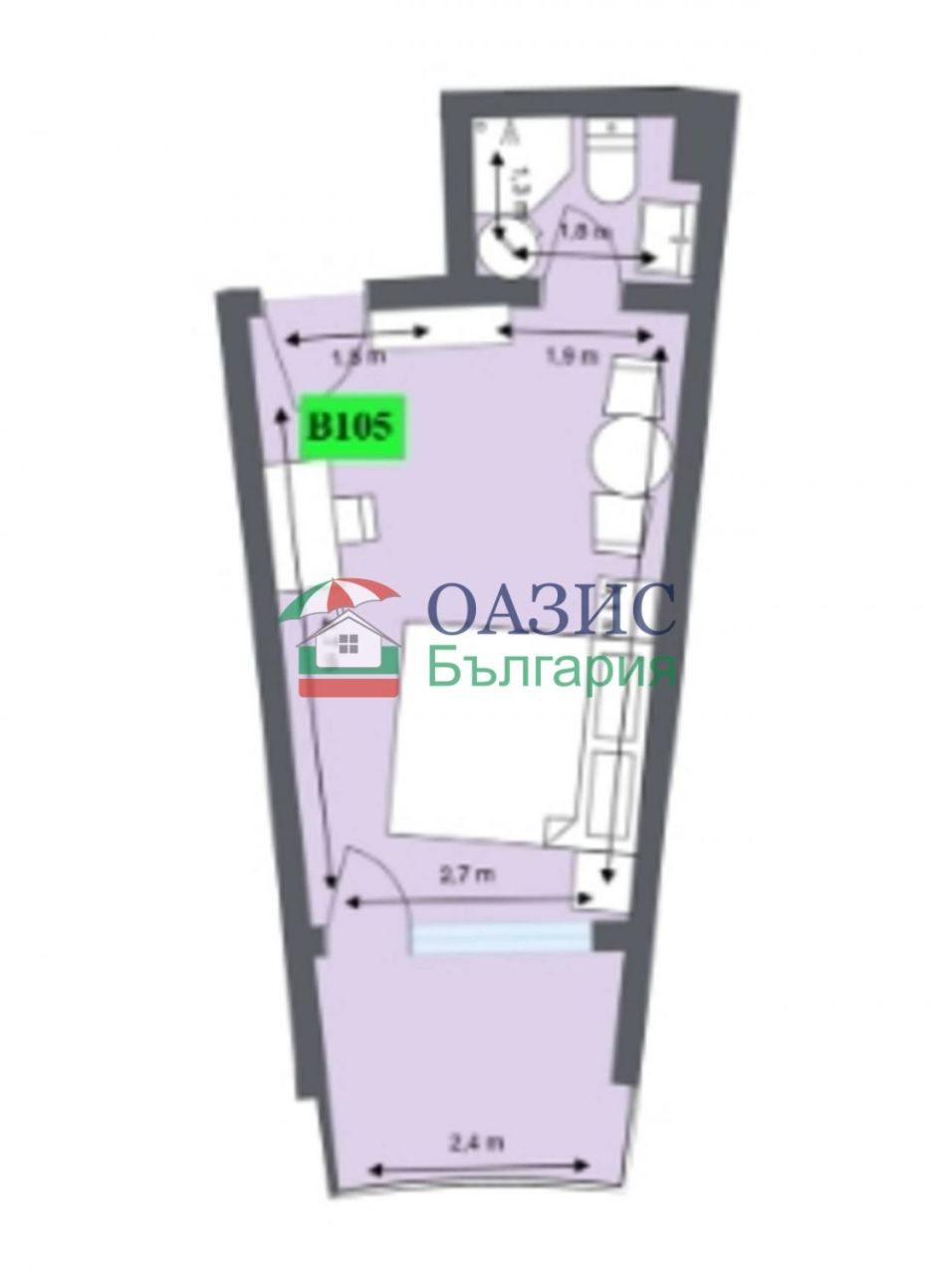 Апартаменты в Обзоре, Болгария, 41.9 м² - фото 4