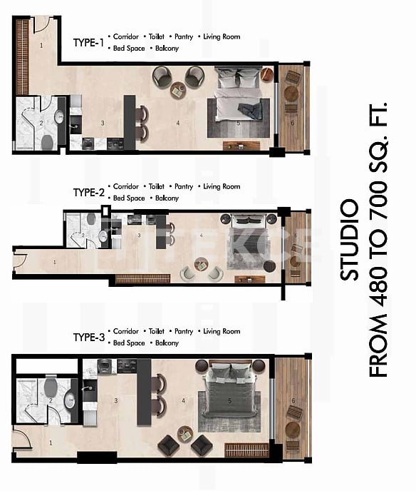 Апартаменты Аль-Варсан, ОАЭ, 64 м² - фото 12