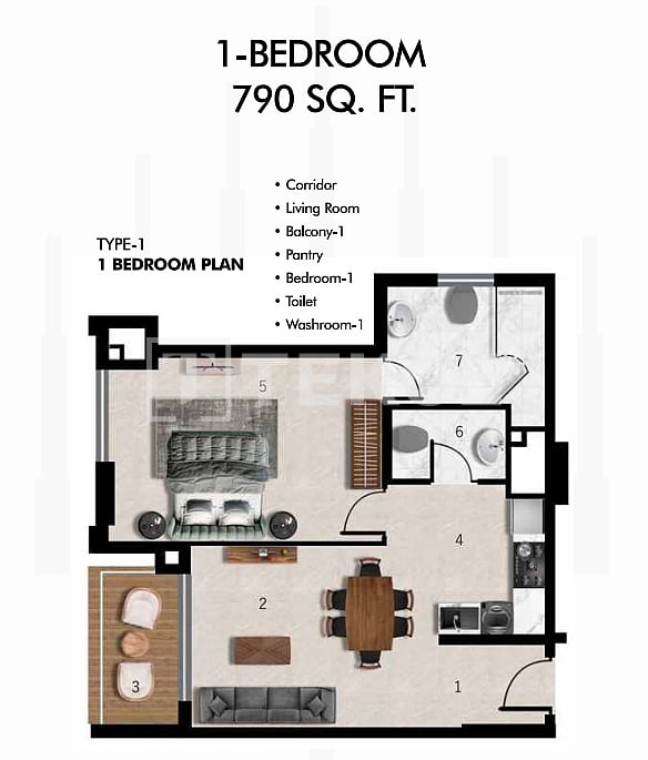 Апартаменты Аль-Варсан, ОАЭ, 64 м² - фото 13