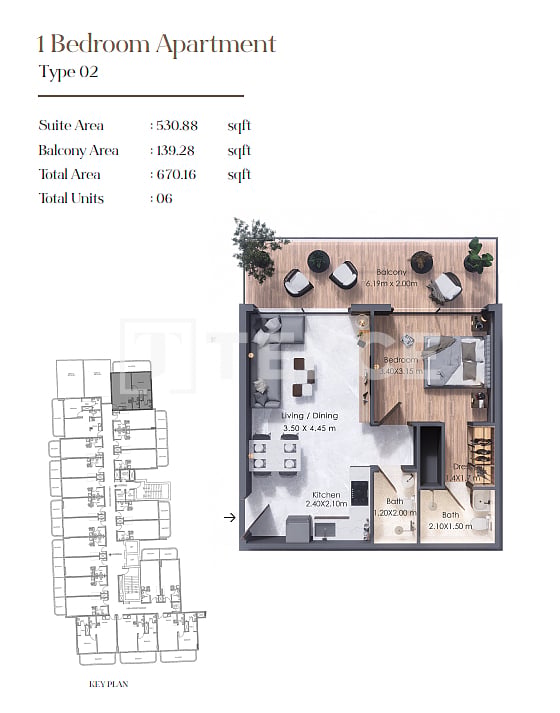 Апартаменты Аль-Варсан, ОАЭ, 65 м² - фото 19