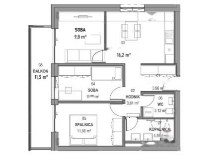 Квартира за 490 000 евро в Любляне, Словения