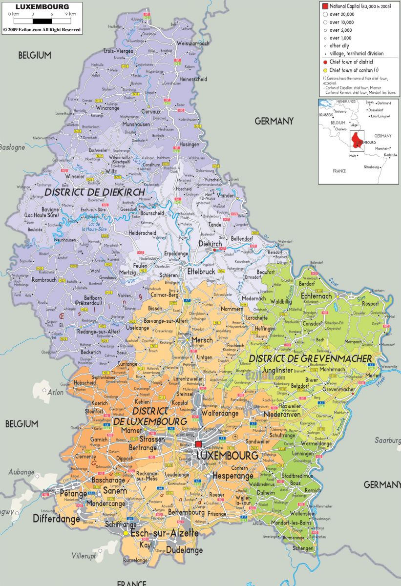 Карта Люксембурга на русском языке