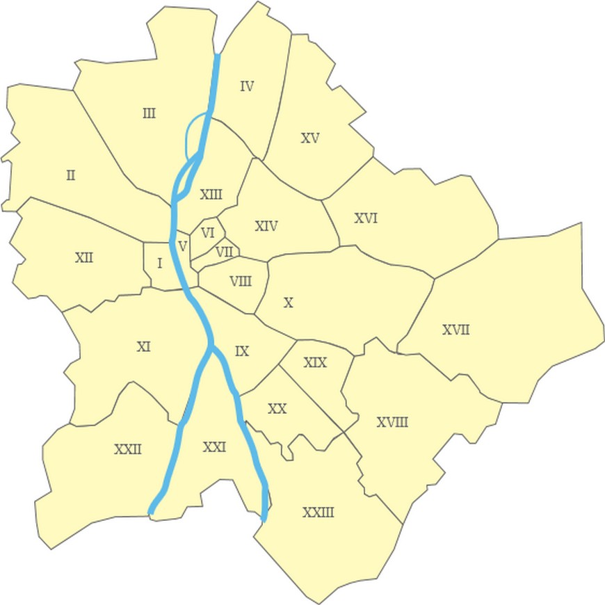 Карта районов Будапешта